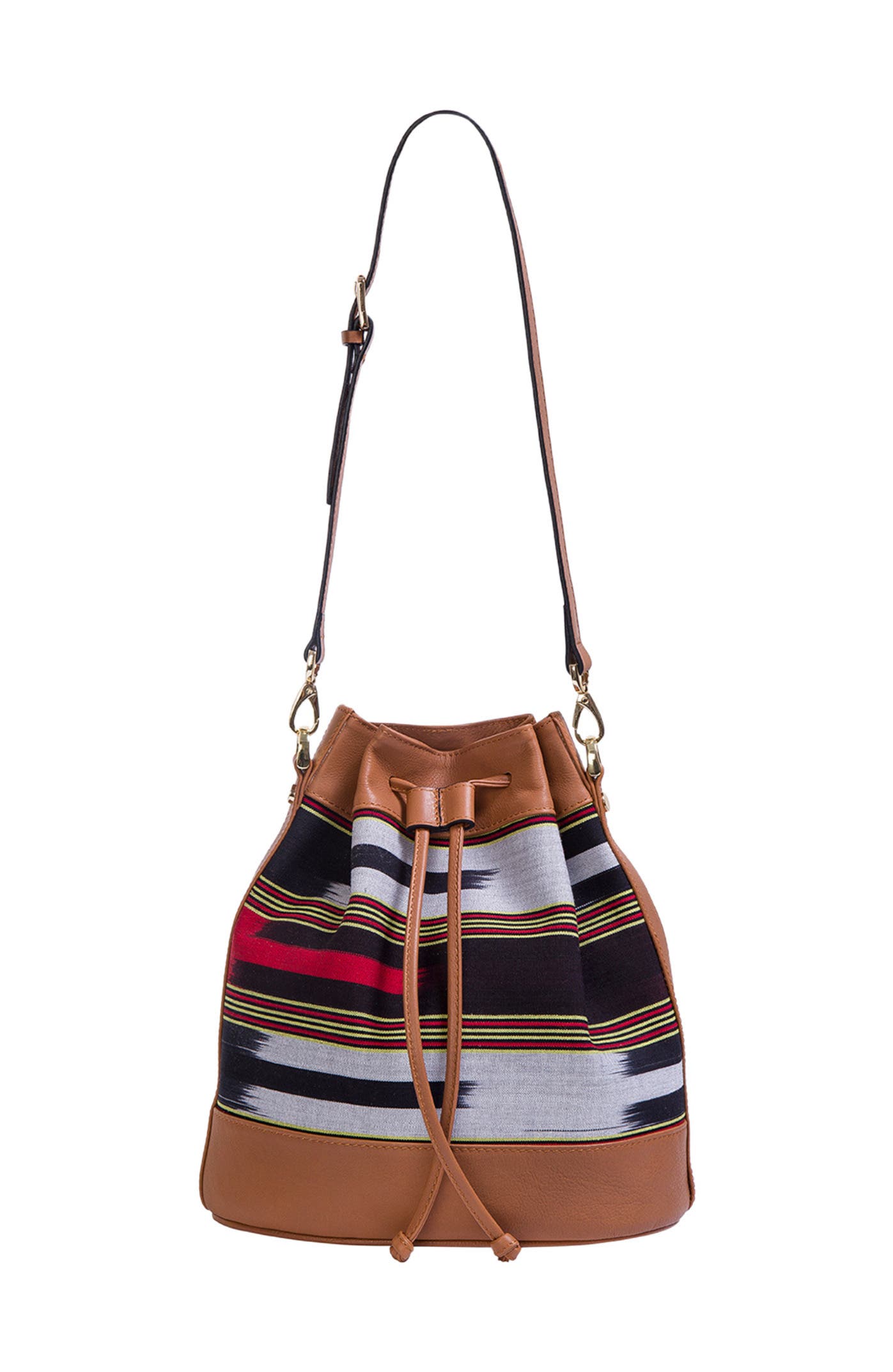 K'ai & Vrosi Leather & Striped Fabric Pattern Convertible Bag, Alternate, color, 