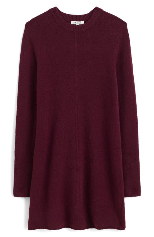 Madewell Long-sleeve Smocked Mini Dress In Burgundy