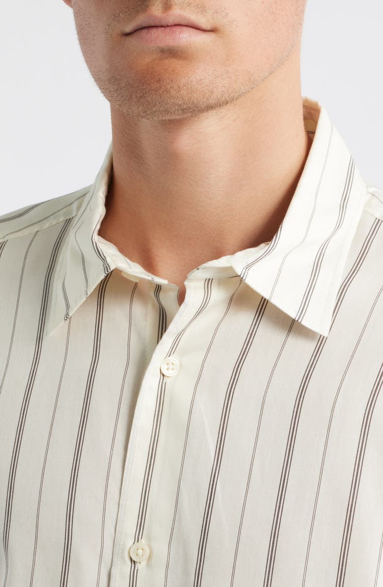 Open Edit Oversize Stripe Short Sleeve Button-Up Shirt, Alternate, color, Ivory Kiyoshi Stripe