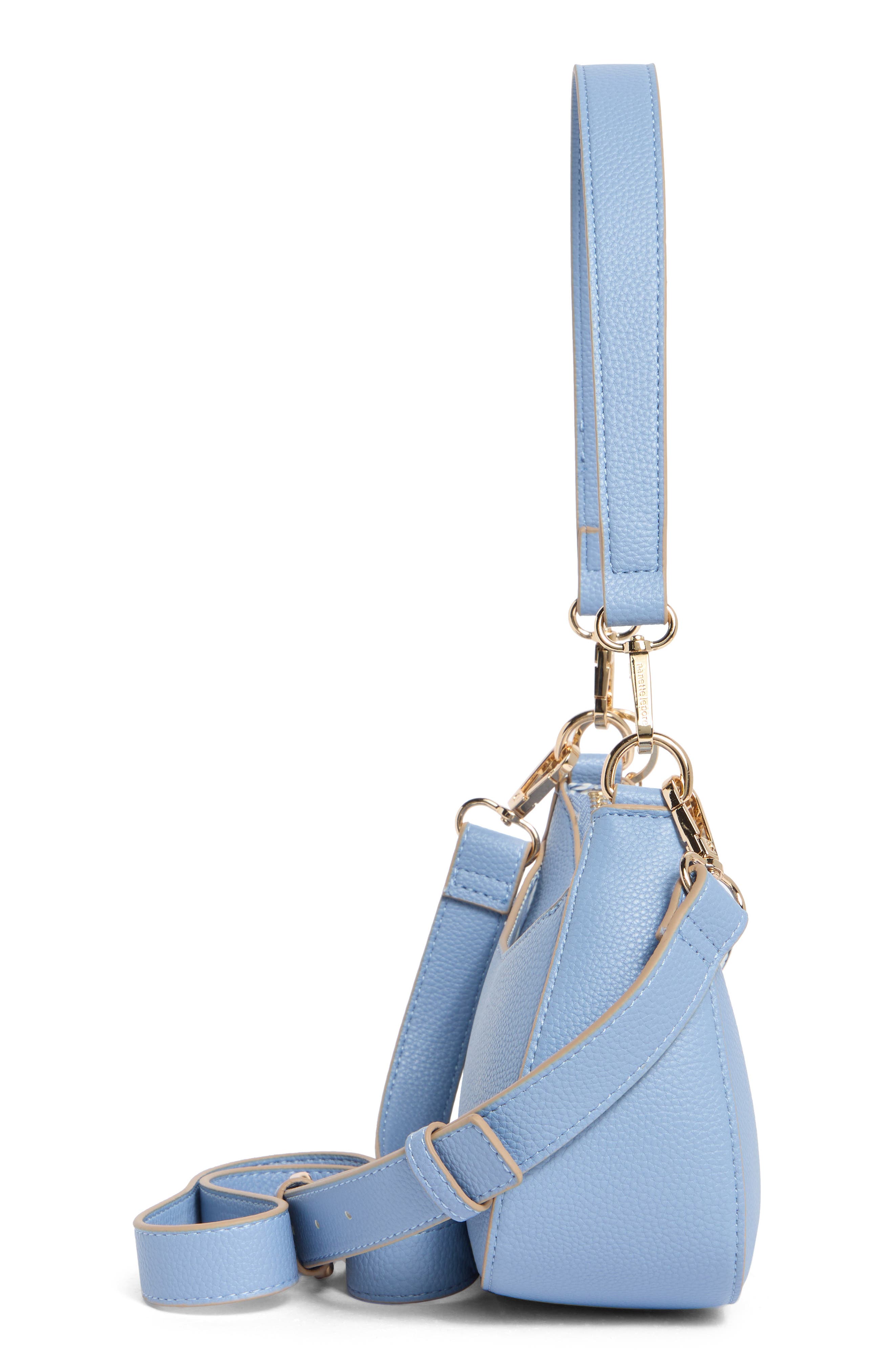 Nanette Lepore Convertible Faux Leather Baguette Shoulder Bag, Alternate, color, Cornflower Blue