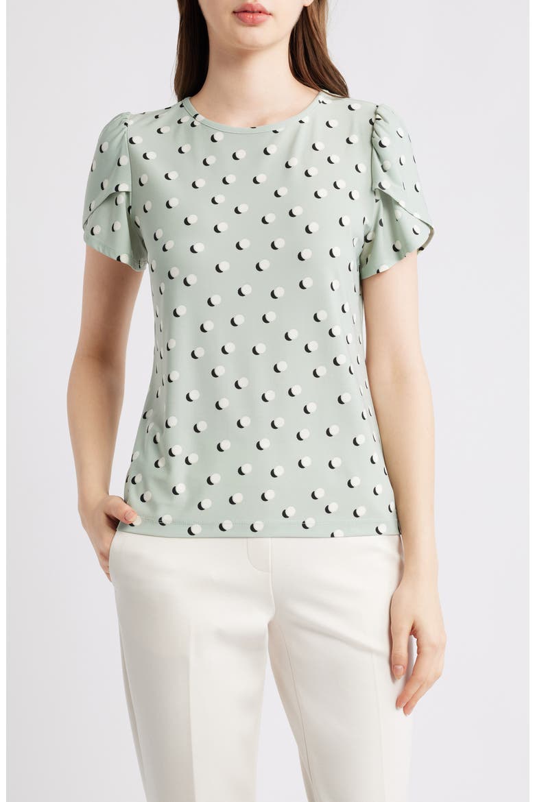 Circle Print Tulip Sleeve Top, Main, color, SOFT ALOE MULTI
