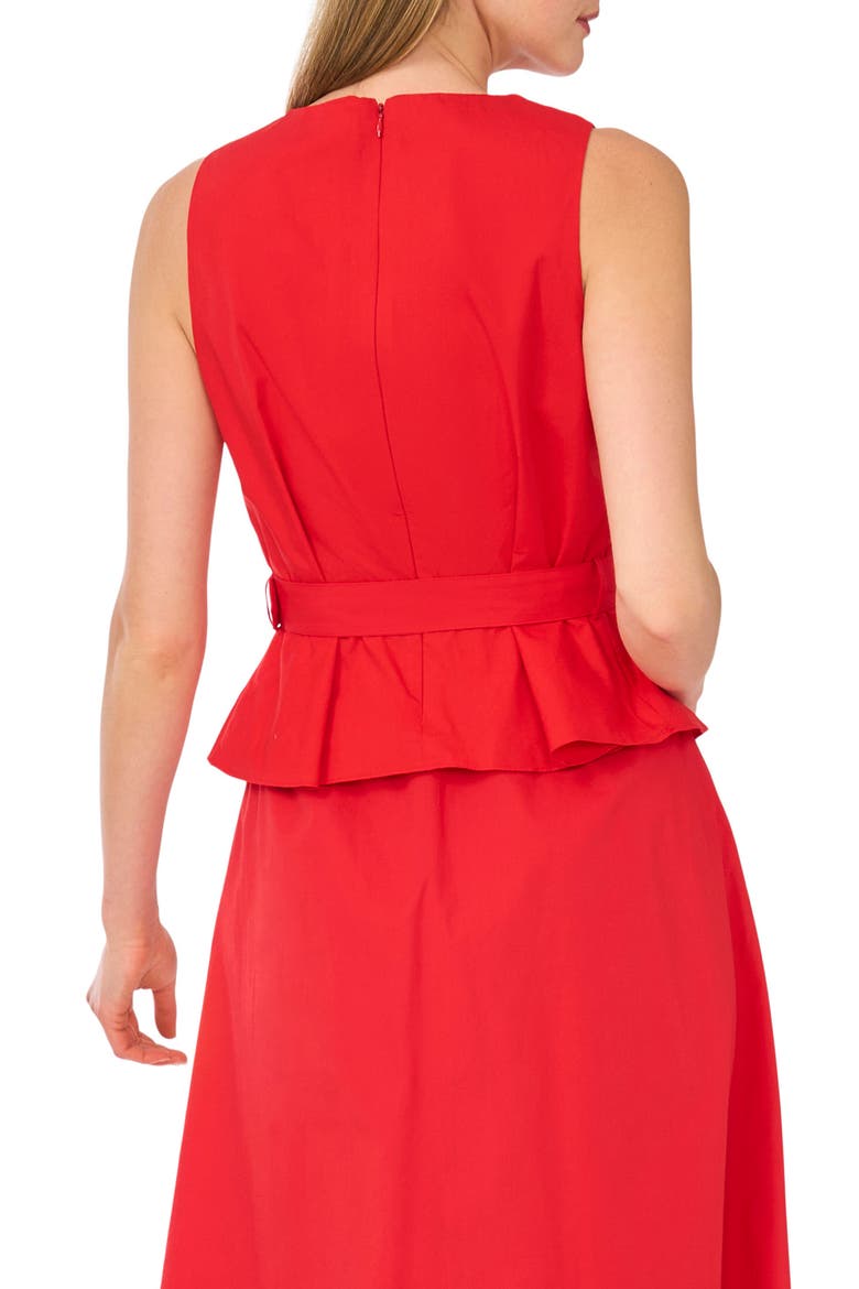 Sleeveless Belted Peplum Top, Alternate, color, CLASSIC CHERRY