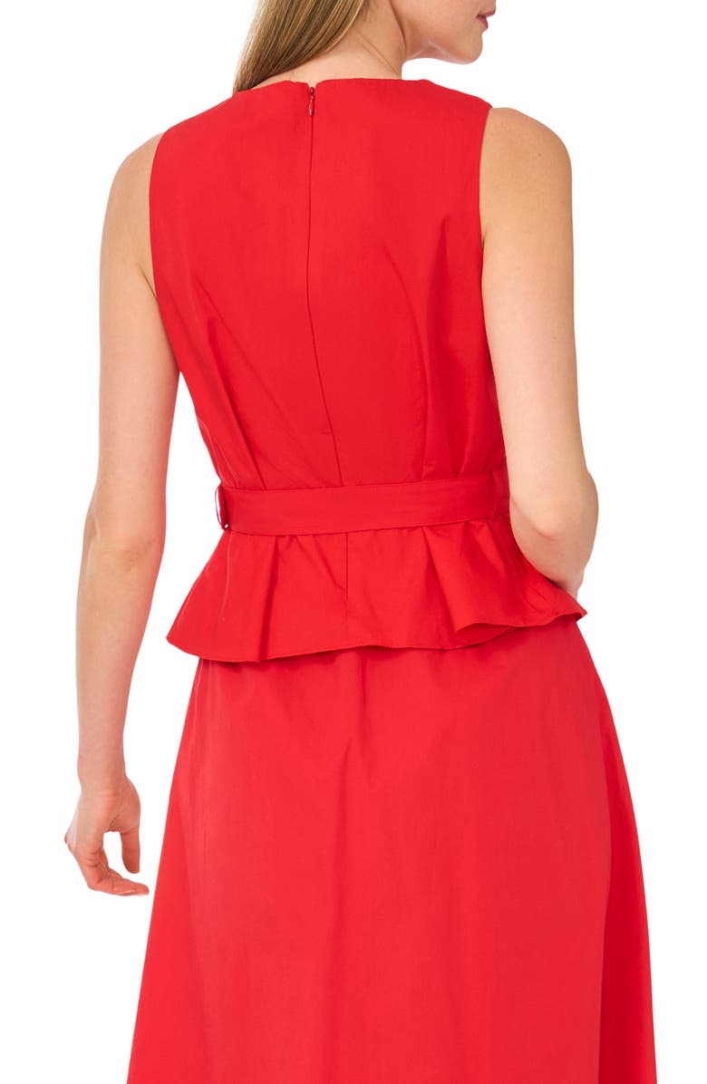 Ted Baker Sleeveless Belted Peplum Top, Alternate, color, Classic Cherry