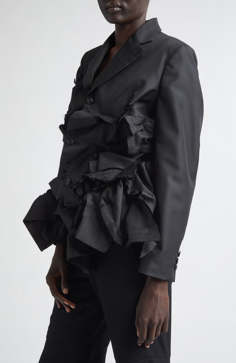 Comme des Garçons Asymmetric Single Breasted Gabardine Blazer, Alternate, color, Black