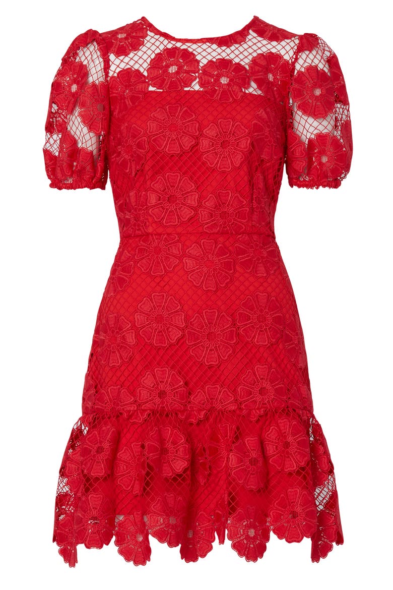 Yasmin Gerber Daisty Lace Dress, Alternate, color, RED