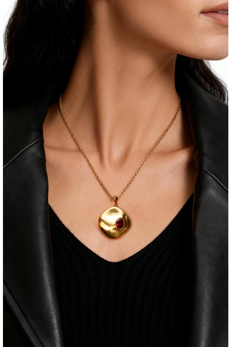 Garnet Pendant Necklace, Alternate, color, Gold & Red