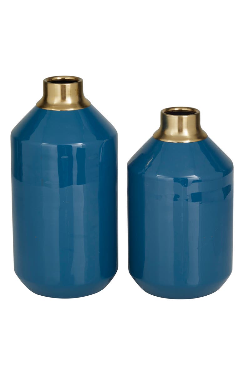 Novogratz Blue 2-Piece Metal Vase, Main, color,