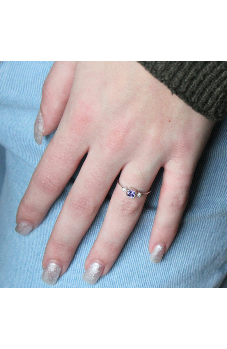 LuvMyJewelry Cushion Cut Amethyst & Diamond Birthstone Ring in 14K Gold, Alternate, color, 