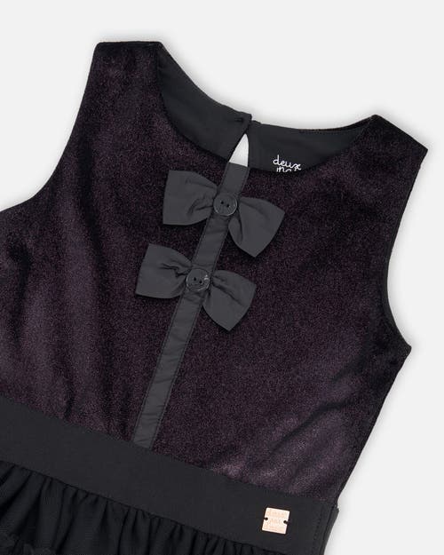 Deux Par Deux Sleeveless Bi-material Velour And Mesh Dress In Black