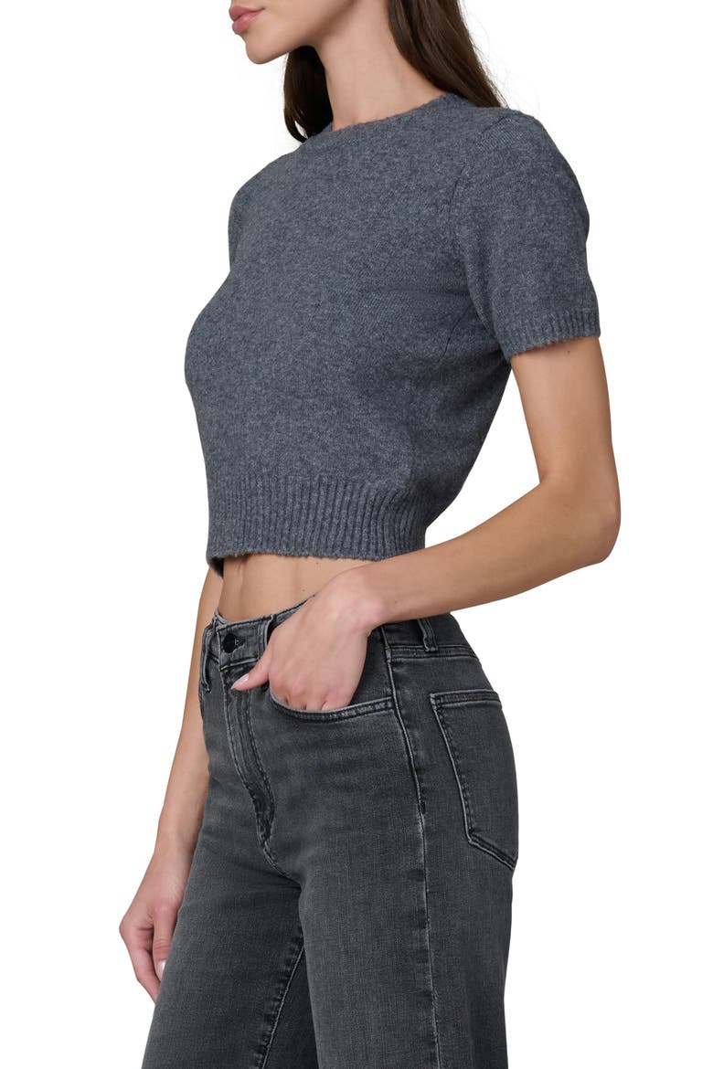 The Steph Shrunken Short Sleeve Sweater, Alternate, color, CHARCOAL