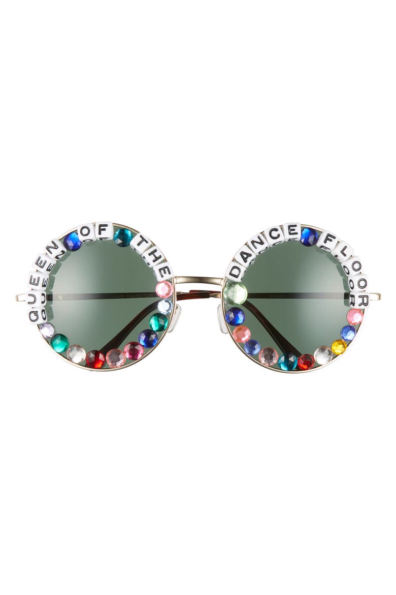 Queen Of The Dance Floor Round Sunglasses, Alternate, color, GOLD/ PINK