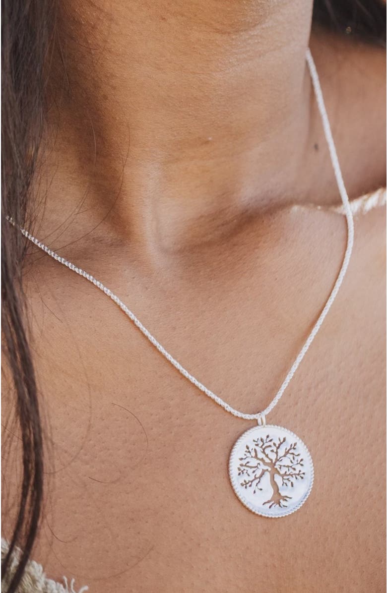 Rizen Jewelry Olive Tree Necklace, Alternate, color,   Sterling Silver