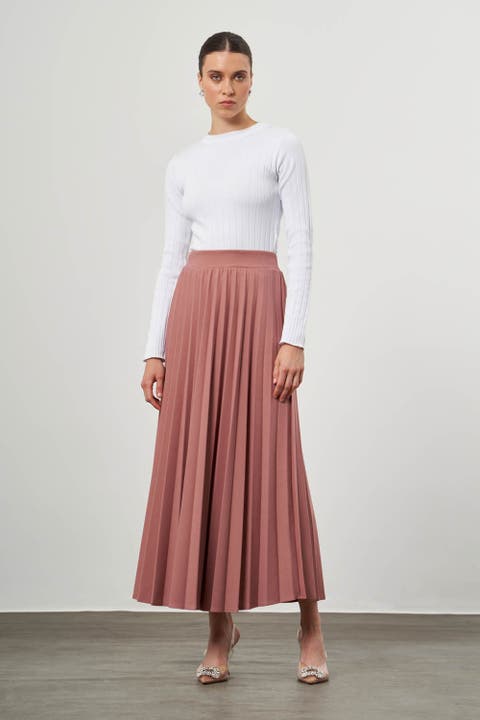 Crepe Knitted Pleated Skirt