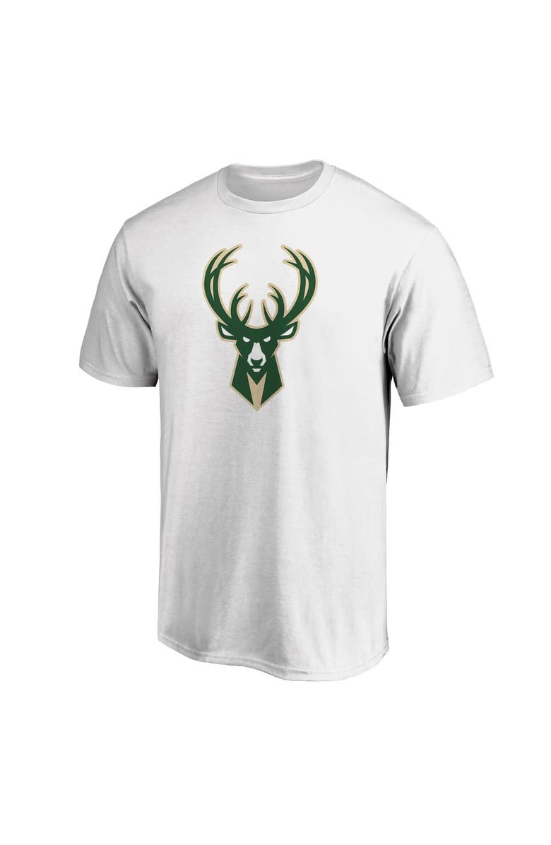 FANATICS Men's Fanatics Branded White Milwaukee Bucks Primary Team Logo T-Shirt, Alternate, color, White