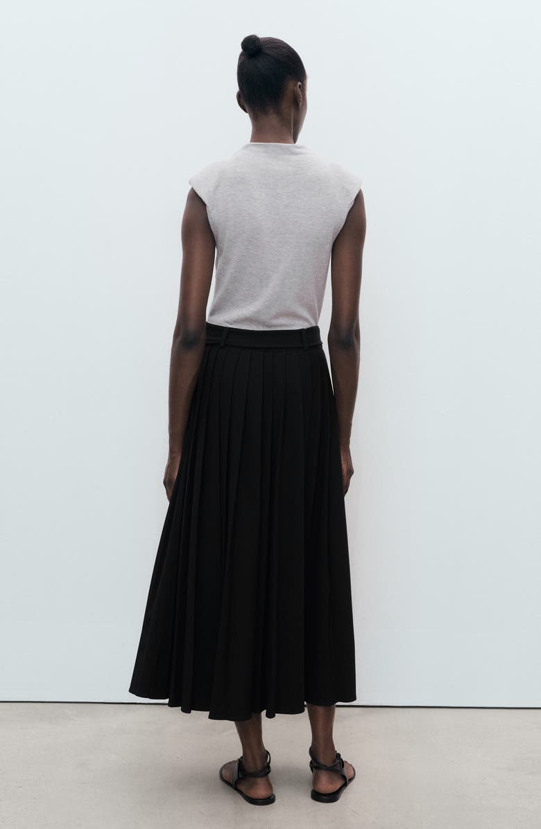 MANGO Pleated Belted Maxi Dress, Alternate, color, Grey