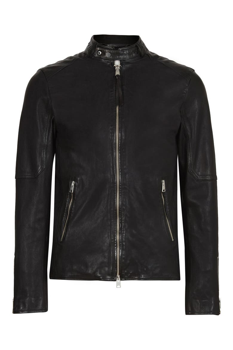 Cora Leather Jacket, Alternate, color, JET BLACK