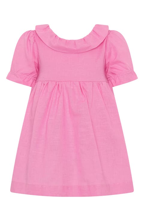 Puff Sleeve Cotton & Linen Babydoll Dress (Baby)