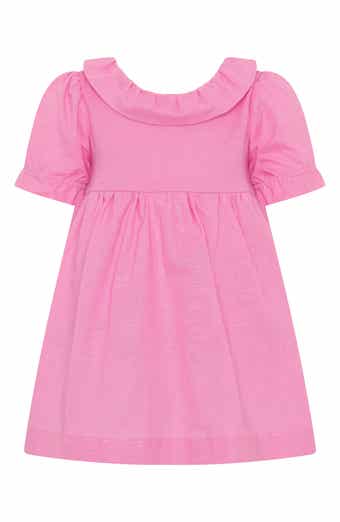 TINY TRIBE Puff Sleeve Cotton & Linen Babydoll Dress