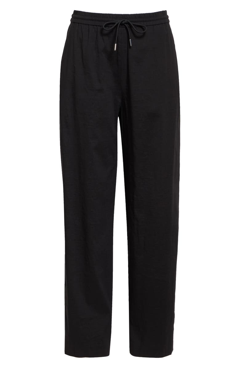 Theory Linen Blend Drawstring Pants, Alternate, color, Black