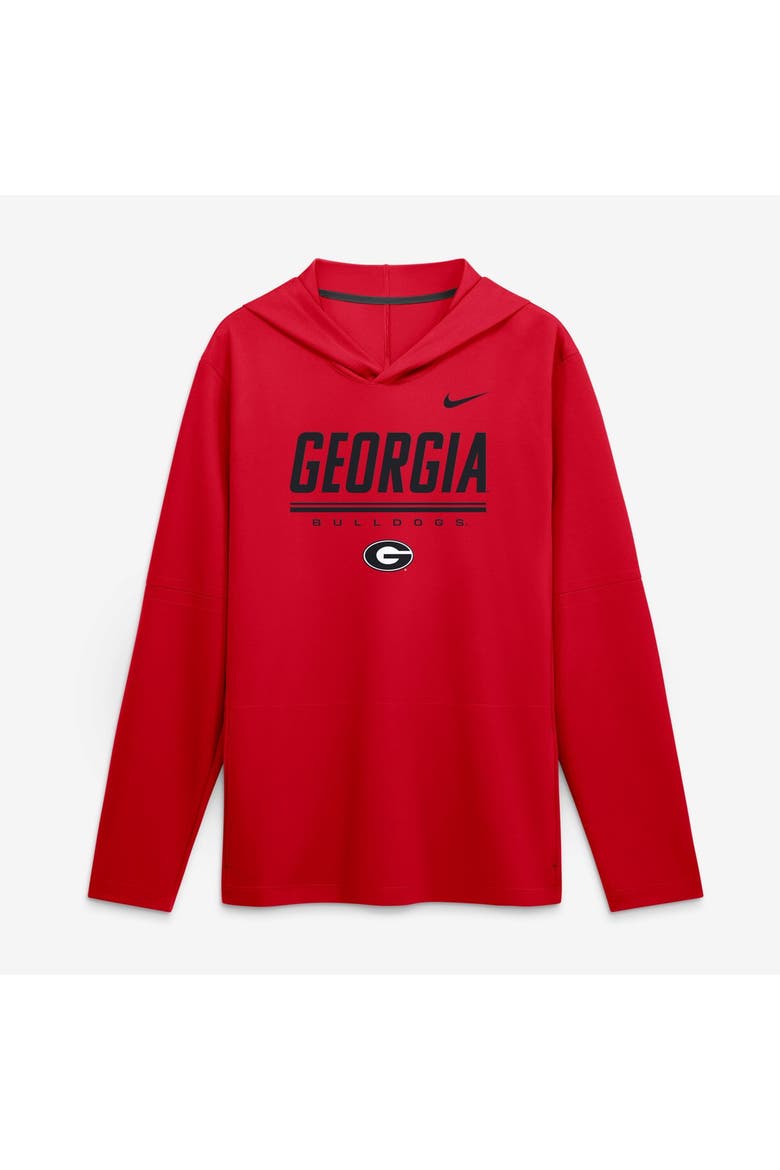 Men's Nike Red Georgia Bulldogs 2026 Sideline Lightweight Long Sleeve Hooded Dri-FIT Top, Main, color, Red