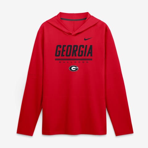 Men's Nike Red Georgia Bulldogs 2026 Sideline Lightweight Long Sleeve Hooded Dri-FIT Top