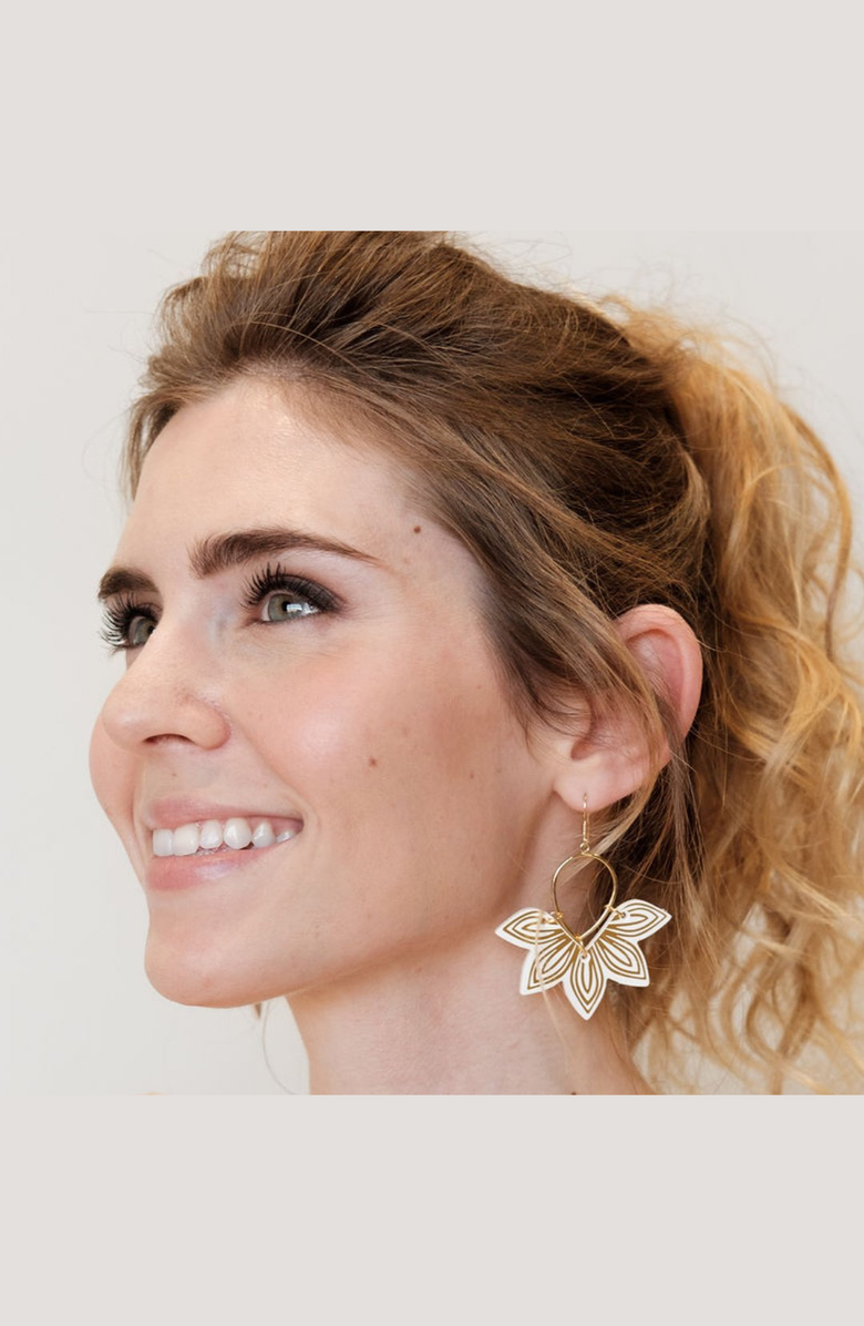 Nickel & Suede Floras Earrings, Alternate, color, White