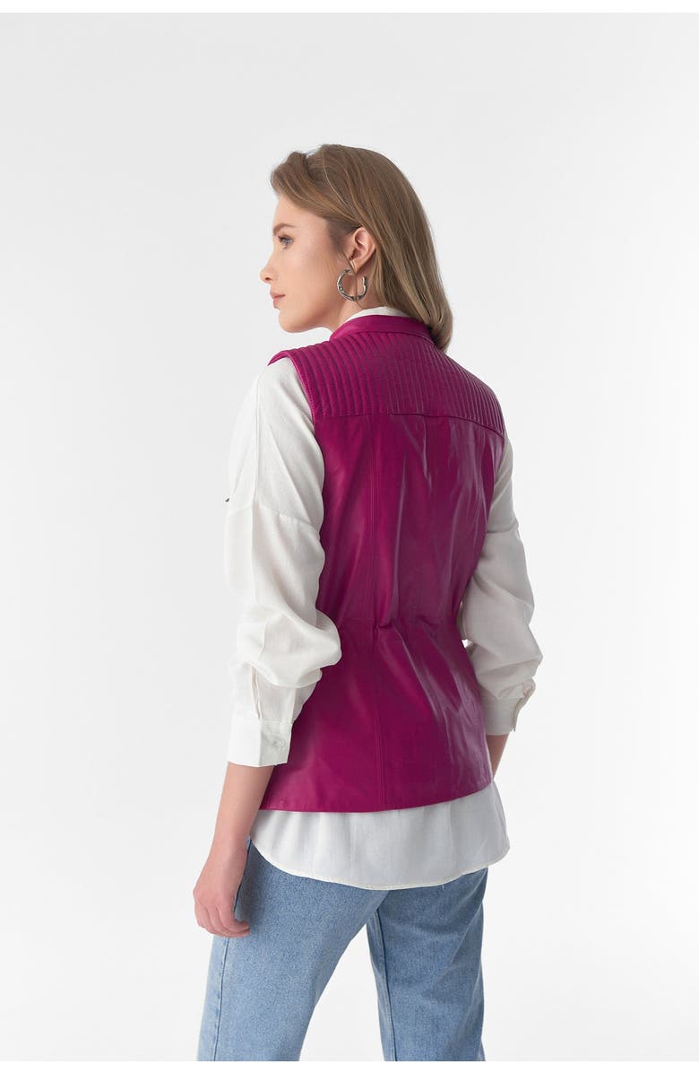 Furniq UK Zoe Leather Vest, Alternate, color, Fuchsia Pink