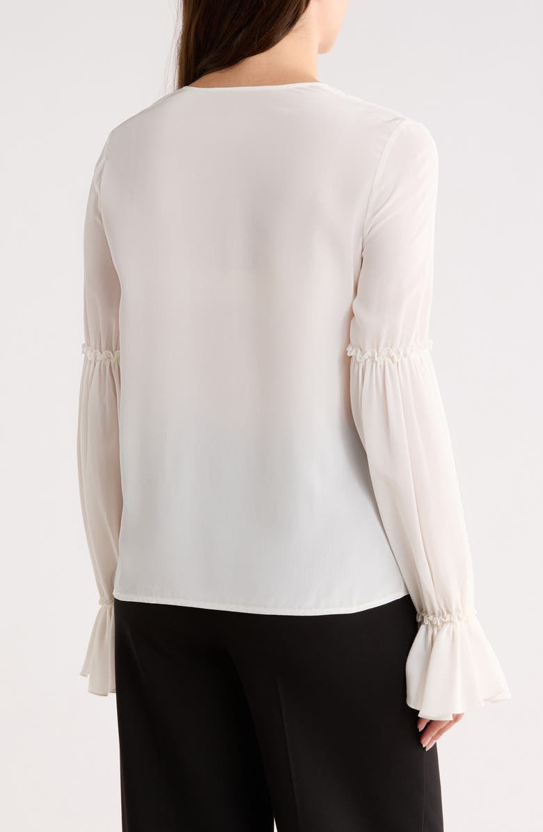 Longchamp Long Sleeve Silk Button-Up Shirt, Alternate, color, Ivory