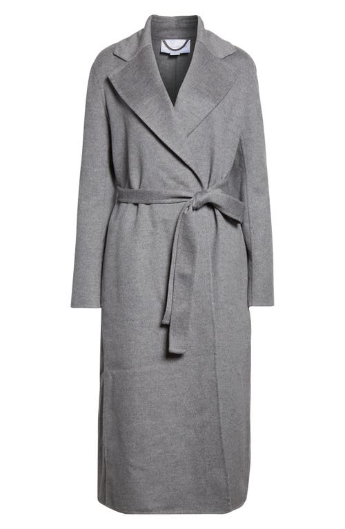 Stella Mccartney Belted Double Face Wool Wrap Coat In Gray