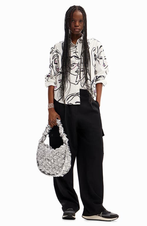 Desigual Zipper Flossy Bag In Silver