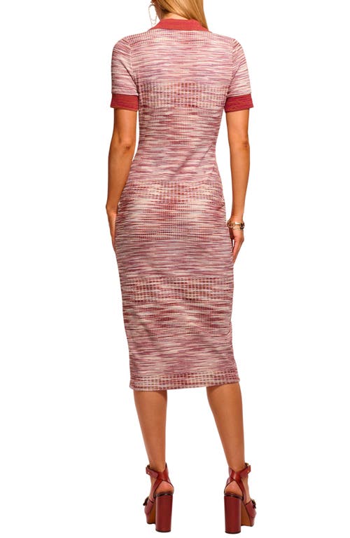 Ramy Brook Elijah Ribbed Knit Short Sleeve Midi Dress In Multi