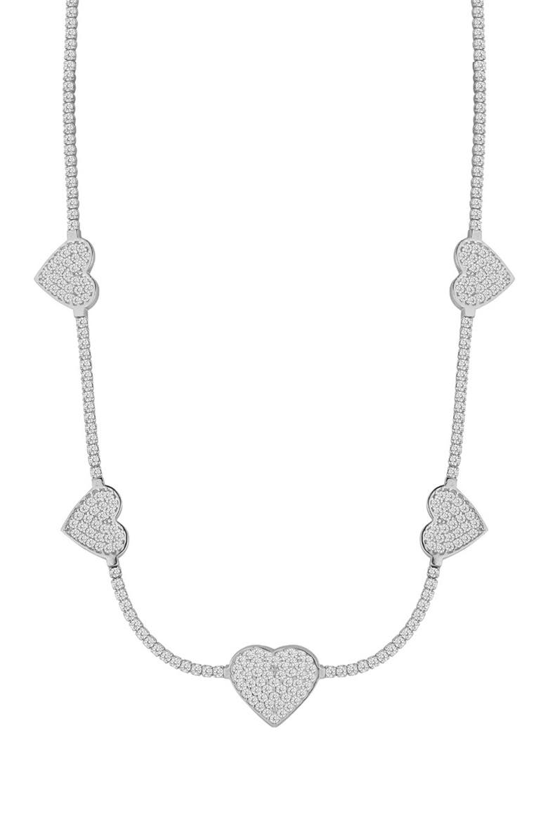 Heart Tennis Choker Necklace, Main, color, SILVER