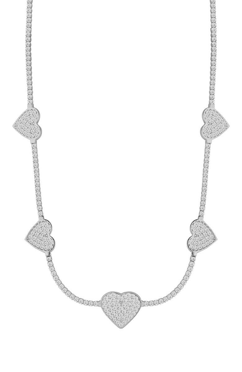 SPHERA MILANO Heart Tennis Choker Necklace, Main, color, Silver