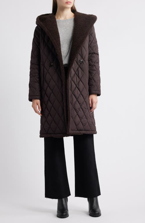 Michael Kors Faux Shearling Lined Quilted Hooded Coat