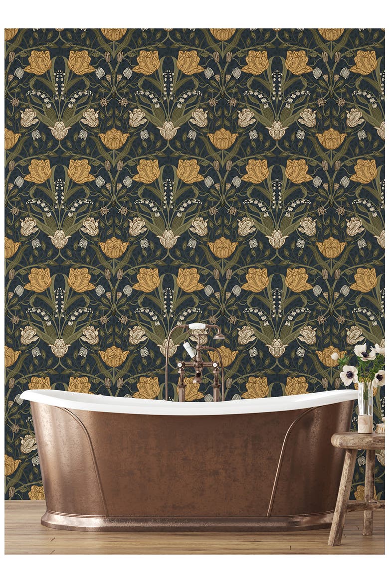 Filippa Tulip Wallpaper, Alternate, color, BLUE