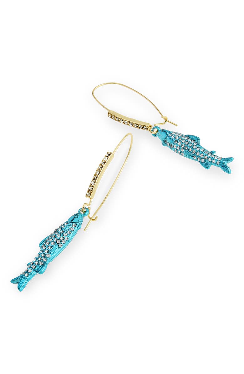 Betsey Johnson Sardine Drop Earrings, Alternate, color, Blue