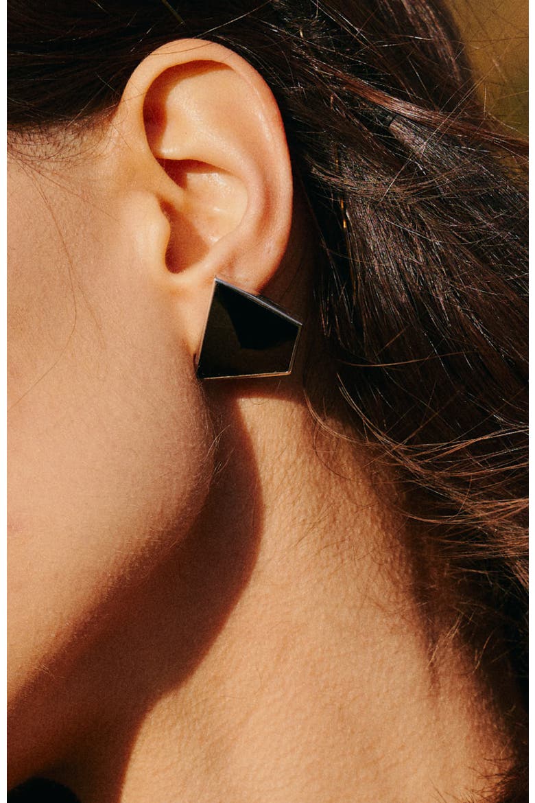 Echo Ear Studs, Alternate, color, Black & Silver