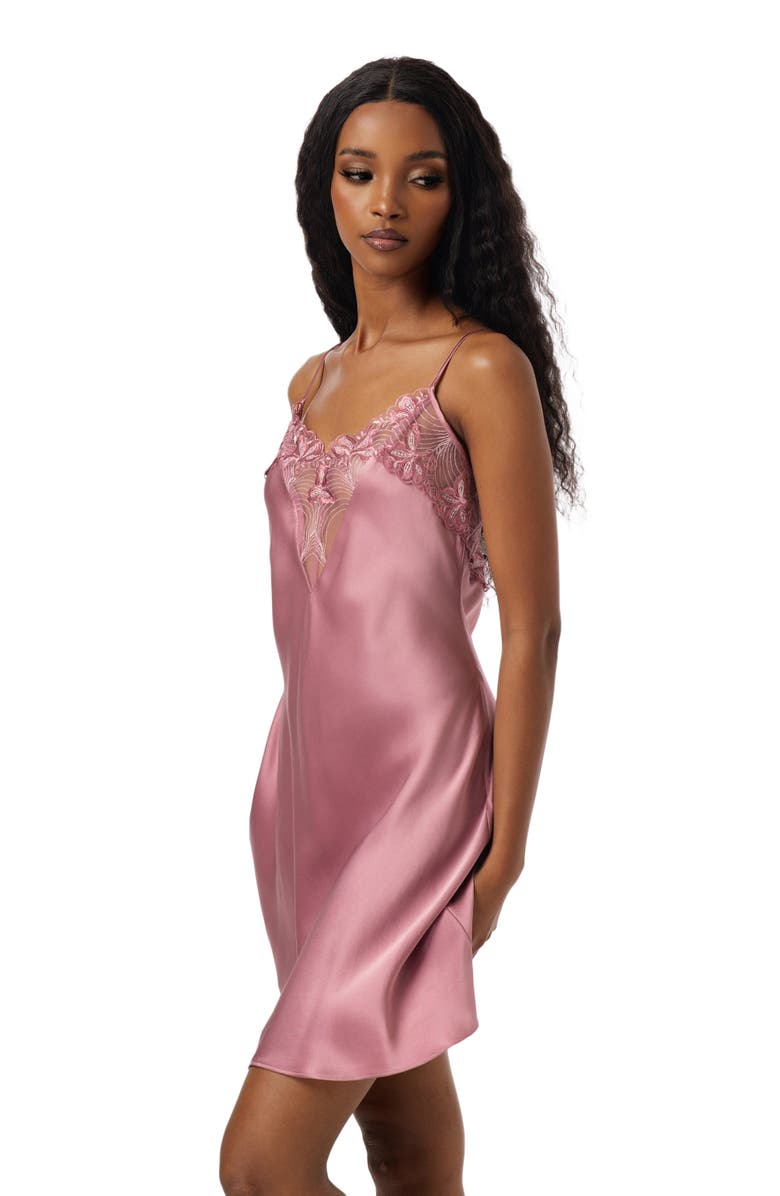 SILKSILKY Pure Silk Sexy Lace Neck Slip Dresses, Alternate, color, 