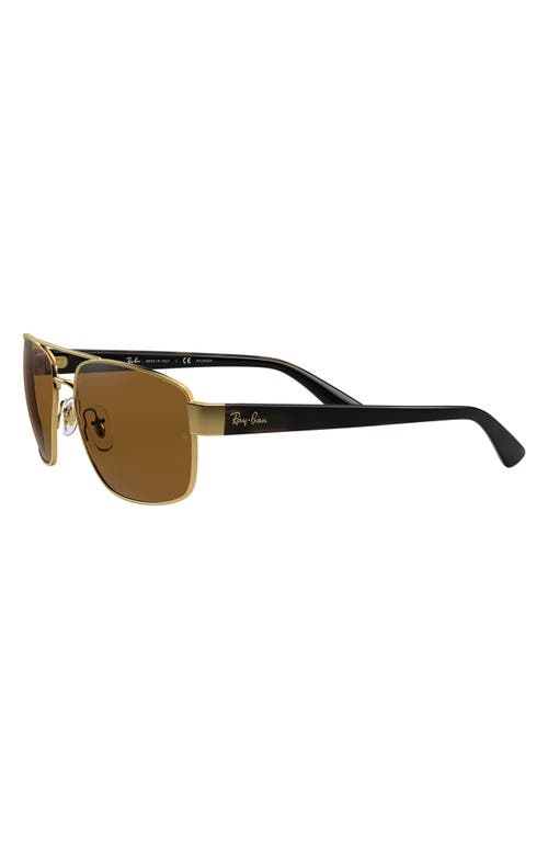 Ray Ban Ray-ban Polarized 55mm Aviator Sunglasses In Gold/brown