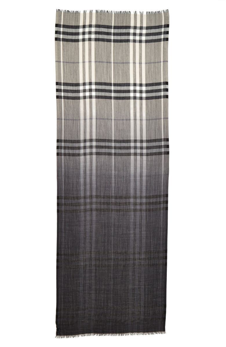 Burberry Ombré Check Wool & Silk Scarf, Alternate, color, 