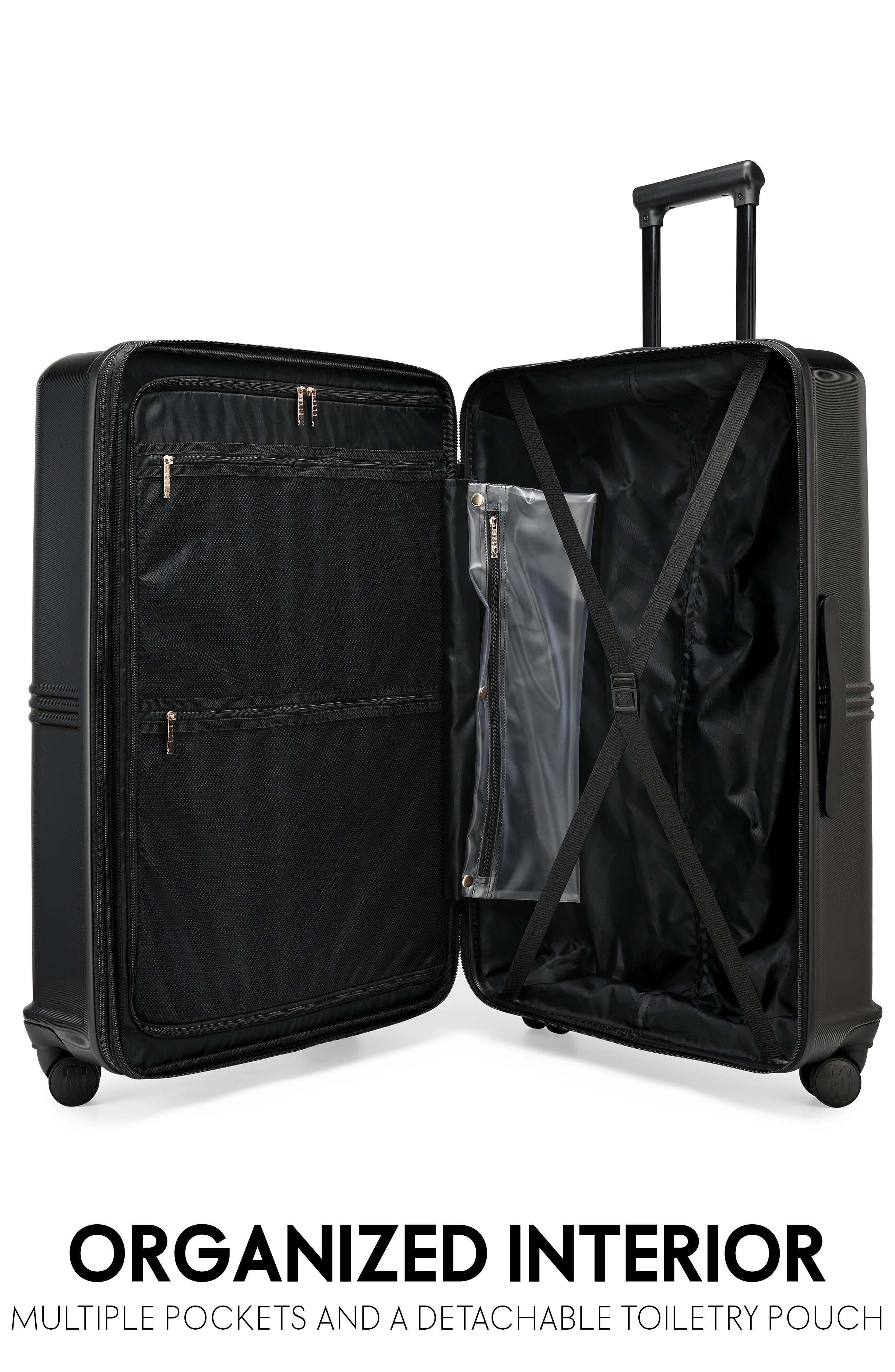 ELLE Expedition 3 Piece Expandable Polycarbonate Spinner Luggage Set, Alternate, color, Black