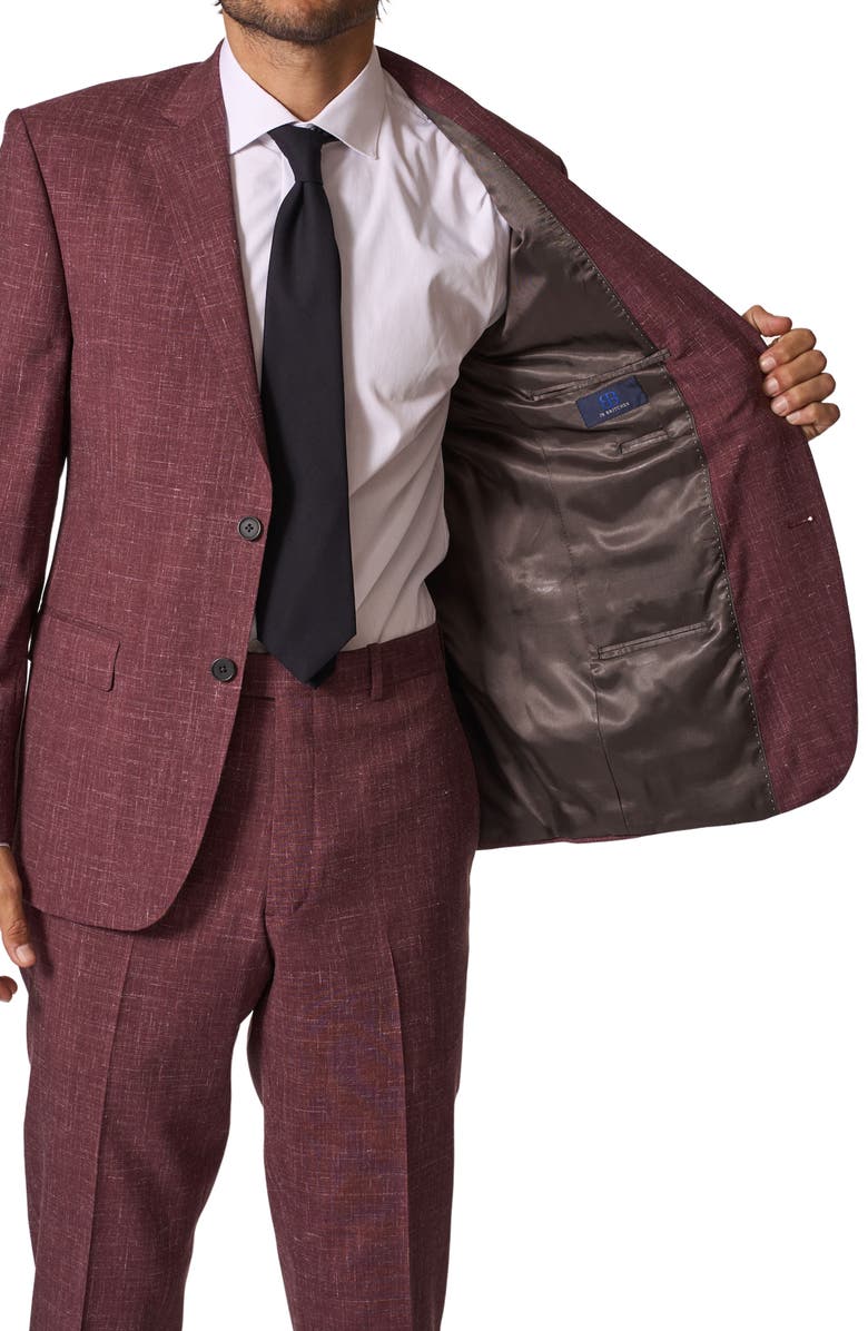 JB Britches Sartorial Classic Fit Wool & Linen Suit, Alternate, color, Plum