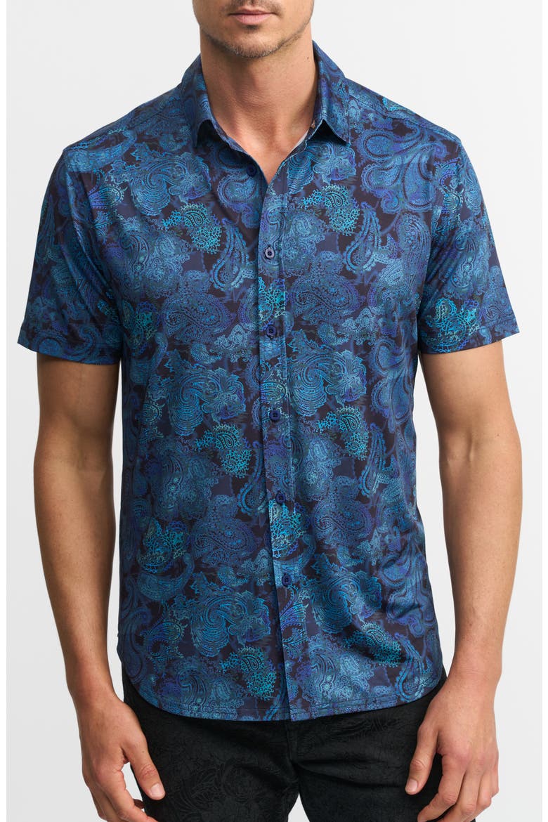 Cusco Performance Short Sleeve Button-Up Shirt, Main, color, NAVY