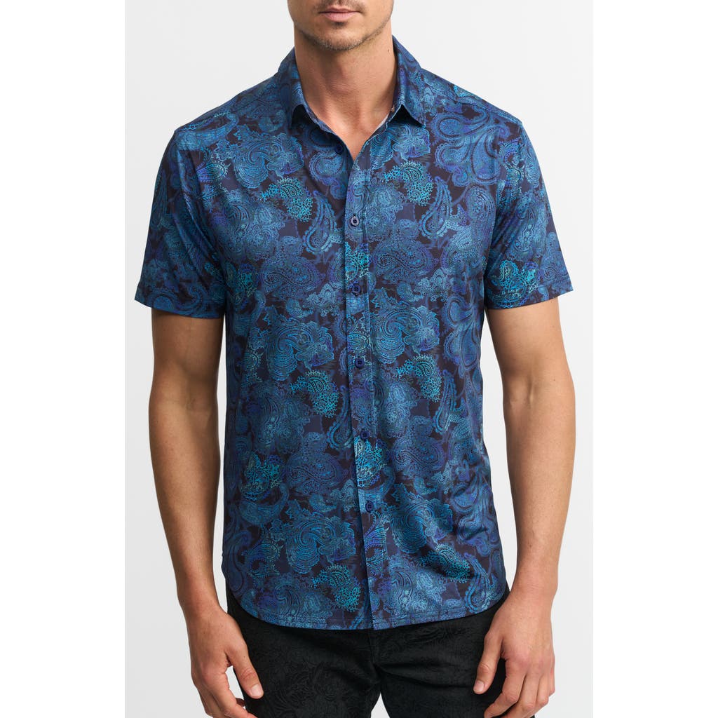 Robert Graham Cusco Performance Stretch Paisley Classic Fit Button Down Shirt In Navy