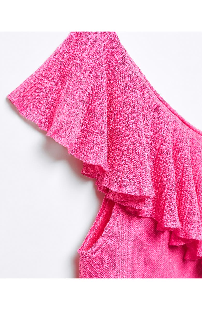 MANGO One-Shoulder Ruffle Trim Knit Top, Alternate, color, 