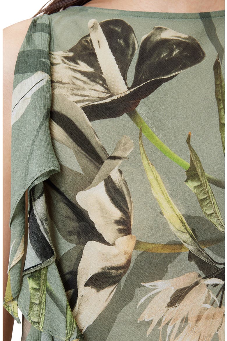 Bettie Botanical Print Sleeveless Ruched Top, Alternate, color, EMERGE OLIVE GREEN