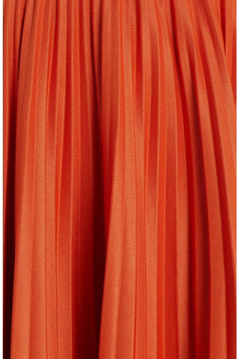 Pleated Jersey Midi Skirt, Alternate, color, KUMQUAT