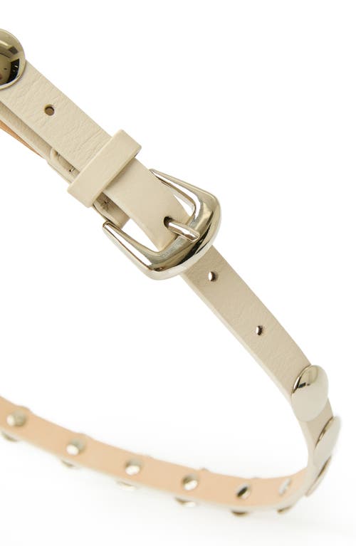 B-low The Belt Ames Studded Leather Belt In Bone Silver