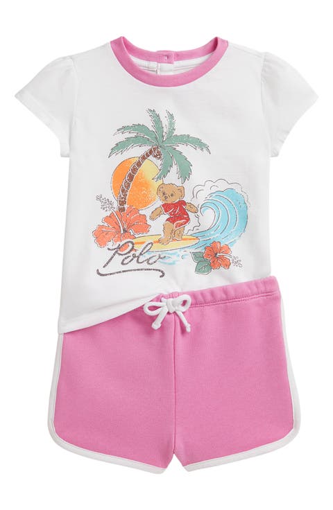 Polo Bear Jersey Graphic T-Shirt & Terry Shorts Set (Baby)