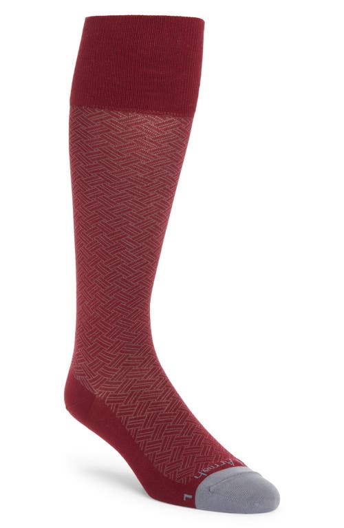 EDWARD ARMAH Basket Weave Tall Compression Dress Socks in Wine 